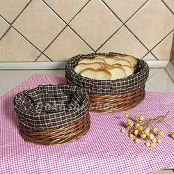 سبد نان و سبزی مدل گرد حصیری مروا 2 عددی