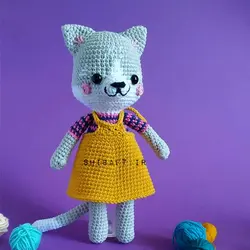 عروسک بافتنی گربه مدل ثمیستا کد 21 - فروشگاه شیبافت