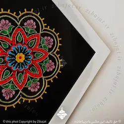 تابلو دست ساز طرح گل هشت پر با رشتی دوزی