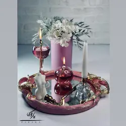 ست اکسسوری سینی گلدان شمع نگار