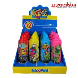 school fans کد 9276 ماژيک دو سر ربات 12 رنگ