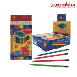 WOKE کد 12-9402 مداد 12 رنگ بلند مقوايي سه گوش صدفي
