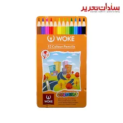 WOKE کد 12-9800 مداد 12 رنگ جعبه فلزي تخت شش گوش