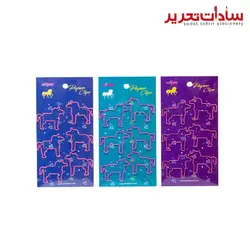 clips کد 8020 گیره کاغذ اسب تک شاخ 6 عددی