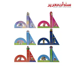 clips کد 7037 ست خط کش گونیا نقاله چوبی