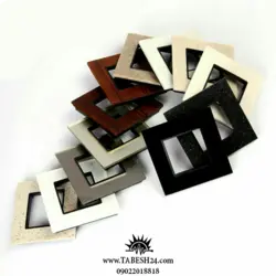 کلید و پریز خیام مدل آرامیس (طرح شیشه مشکی دور طلایی)