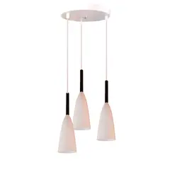 چراغ آویز قیفی فلزی سفید مدل 6033/3