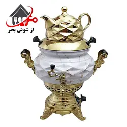 سماور گازی مدل روس طرح سنگ مشبک طلایی 6 لیتر RASHA | از شوش بخر (تهران)
