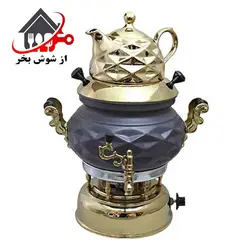سماور گازی مدل سناتور مشکی طلایی مشبک 6 لیتر RASHA | از شوش بخر (تهران)