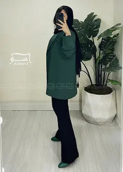 مانتو کتان لمه سبز مغزی دوزی کد 723