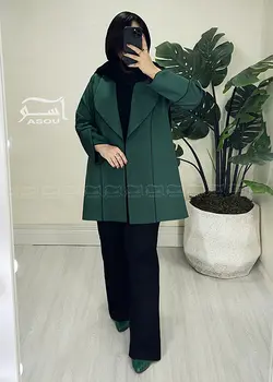 مانتو کتان لمه سبز مغزی دوزی کد 723