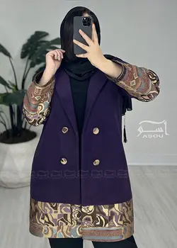 پالتو فوتر طرحدار بنفش کد 751