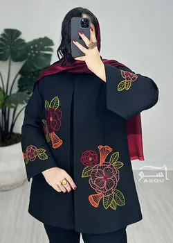 مانتو گلدوزی مشکی کوتاه کد 763