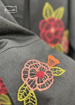 مانتو گلدوزی مشکی کوتاه کد 763