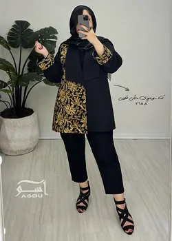 کت سوزندوزی مشکی طلایی کد 765
