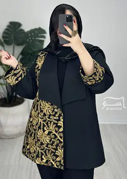 کت سوزندوزی مشکی طلایی کد 765