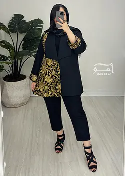 کت سوزندوزی مشکی طلایی کد 765