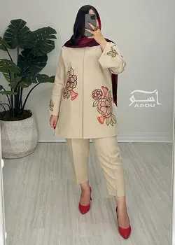 مانتو گلدوزی کرم کوتاه کد 791