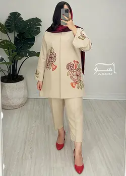 مانتو گلدوزی کرم کوتاه کد 791