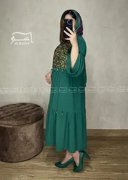 مانتو سوزندوزی هندی سبز کد 602