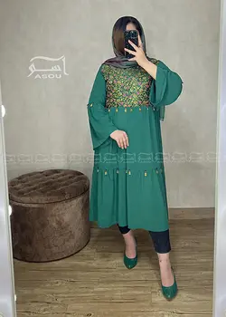 مانتو سوزندوزی هندی سبز کد 602