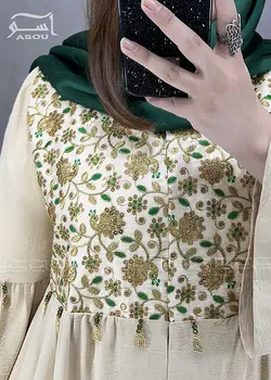 مانتو سوزندوزی هندی کرم سبز کد 600