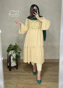 مانتو سوزندوزی هندی کرم سبز کد 600