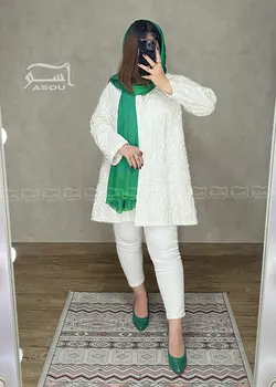 کت خامه دوزی سفید کد 595