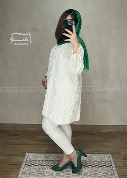 کت خامه دوزی سفید کد 595