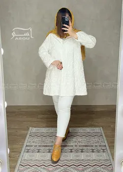 کت خامه دوزی سفید کد 595