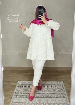 کت خامه دوزی سفید کد 595