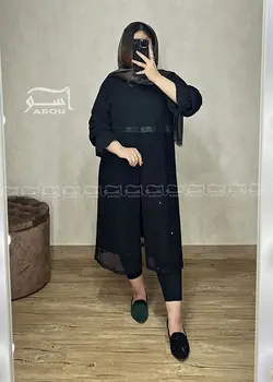 مانتو مشکی و تور پولک دوزی کد 630