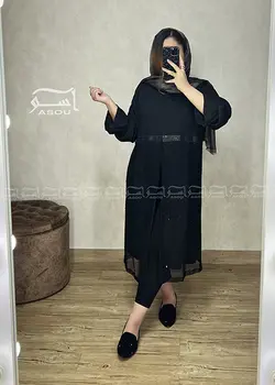 مانتو مشکی و تور پولک دوزی کد 630