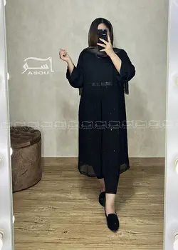 مانتو مشکی و تور پولک دوزی کد 630