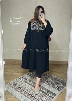 مانتو سوزندوزی هندی مشکی سکه دوزی کد 579