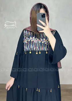 مانتو سوزندوزی هندی مشکی سکه دوزی کد 579