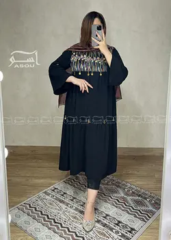 مانتو سوزندوزی هندی مشکی سکه دوزی کد 579