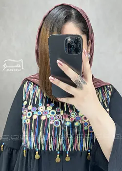 مانتو سوزندوزی هندی مشکی سکه دوزی کد 579