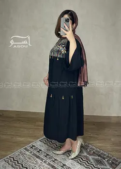 مانتو سوزندوزی هندی مشکی سکه دوزی کد 579