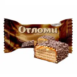 ویفر شکلاتی کاراملی اوتلومی آکوند Akkond OTLOMI با کرم کارامل شیری و تکه های بادام زمینی