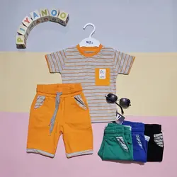 تیشرت شلوارک راه راه تک جیب کد:6152