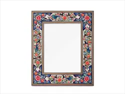 آینه خاتم کاری طرح گل و مرغ سایز بزرگ - آینه مستطیل خاتم کاری