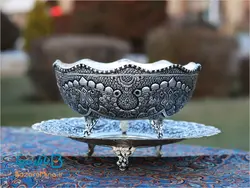 کاسه قلم زنی شده نقره نمای اصفهان