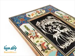 تابلو قلم زنی با قاب نقاشی شکارگاه