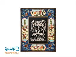 تابلو قلم زنی با قاب نقاشی شکارگاه