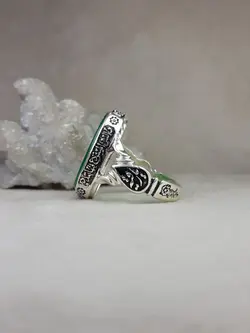 انگشتر مردانه عقیق سبز خطی کد 2191