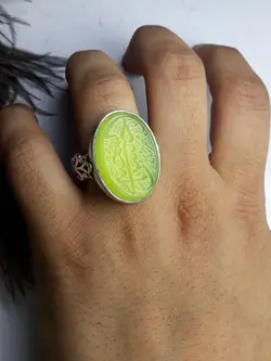 انگشتر مردانه عقیق سبز خطی کد 2051