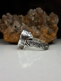 انگشتر مردانه عقیق سبز خطی کد 670