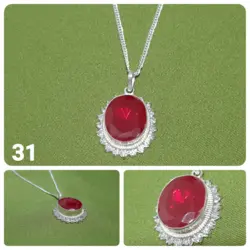 گردنبند زنانه یاقوت صنعتی همراه با حرز امام جواد علیه السلام کد 31