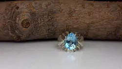 انگشتر مردانه توپاز آبی سوئیسی کد 400